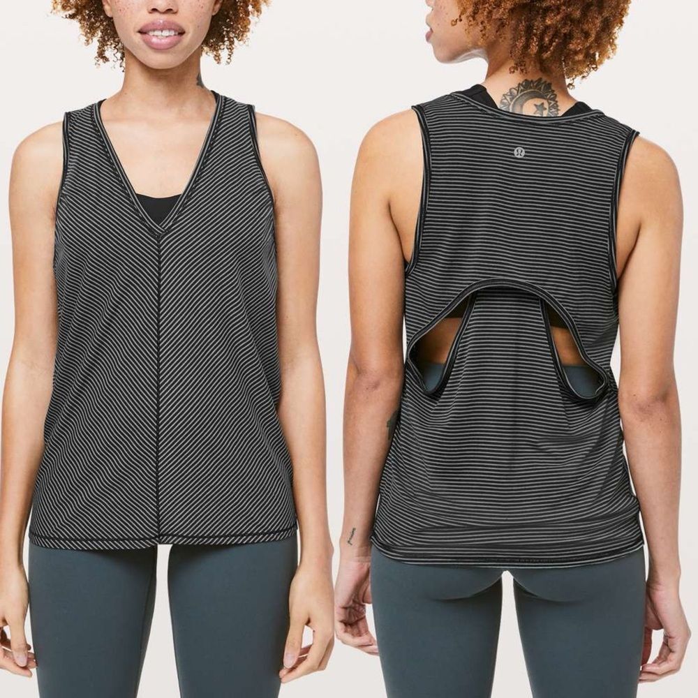 Lululemon Circuit Crusher Tank Top Evolution Stripe Black Heathered Dark Cast 6